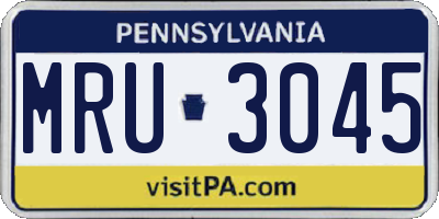 PA license plate MRU3045
