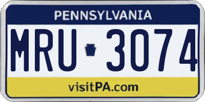 PA license plate MRU3074
