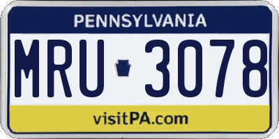 PA license plate MRU3078