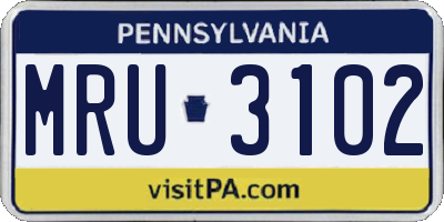 PA license plate MRU3102