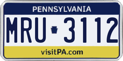PA license plate MRU3112