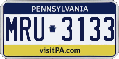 PA license plate MRU3133
