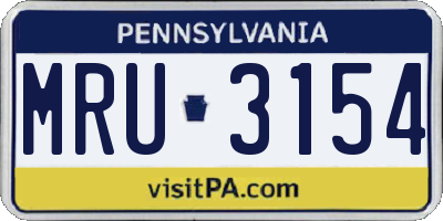 PA license plate MRU3154