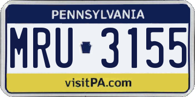 PA license plate MRU3155