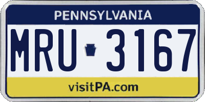 PA license plate MRU3167