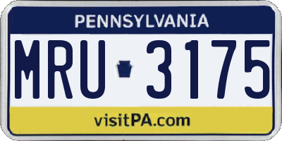 PA license plate MRU3175