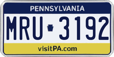 PA license plate MRU3192
