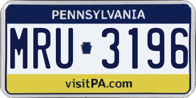 PA license plate MRU3196