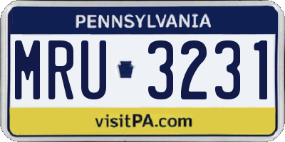 PA license plate MRU3231