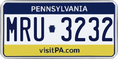 PA license plate MRU3232