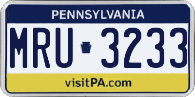 PA license plate MRU3233