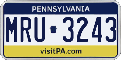 PA license plate MRU3243