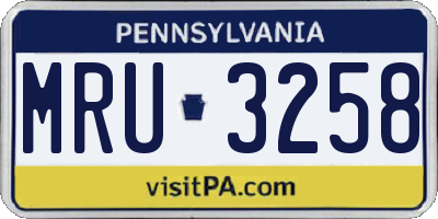 PA license plate MRU3258