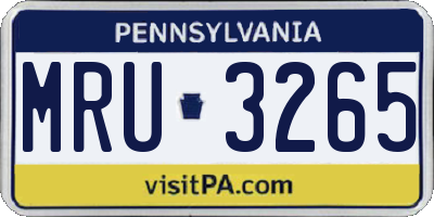 PA license plate MRU3265