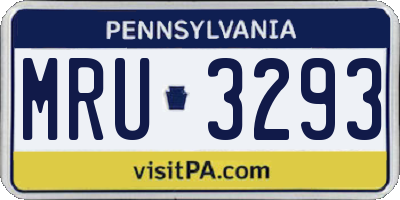 PA license plate MRU3293