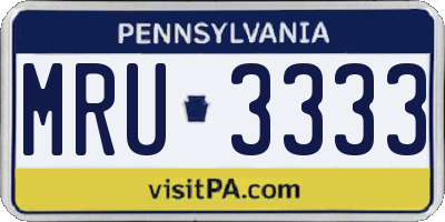 PA license plate MRU3333