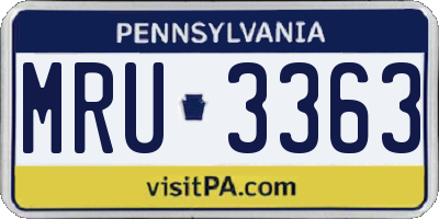 PA license plate MRU3363
