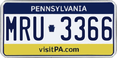 PA license plate MRU3366