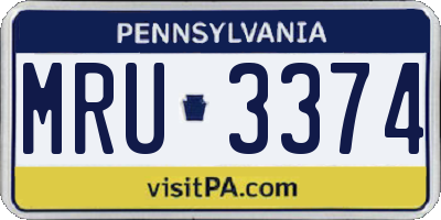 PA license plate MRU3374