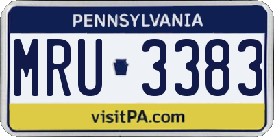 PA license plate MRU3383