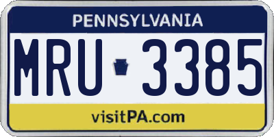 PA license plate MRU3385