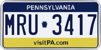 PA license plate MRU3417