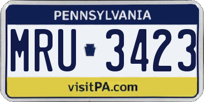 PA license plate MRU3423