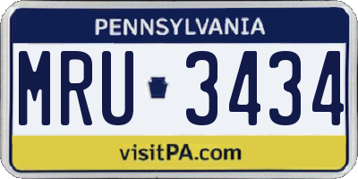 PA license plate MRU3434