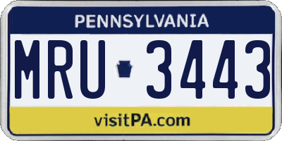 PA license plate MRU3443