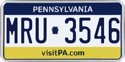 PA license plate MRU3546