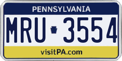 PA license plate MRU3554