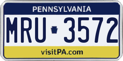 PA license plate MRU3572
