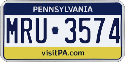 PA license plate MRU3574
