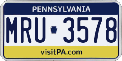 PA license plate MRU3578