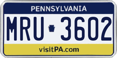 PA license plate MRU3602