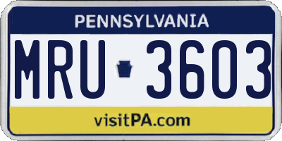 PA license plate MRU3603