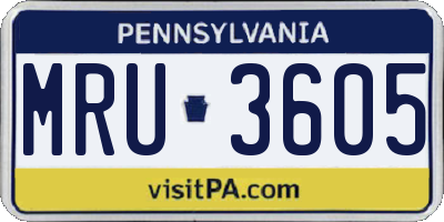 PA license plate MRU3605