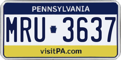 PA license plate MRU3637