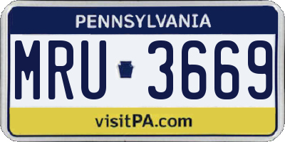 PA license plate MRU3669