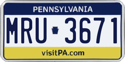PA license plate MRU3671
