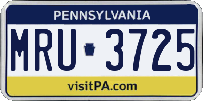 PA license plate MRU3725