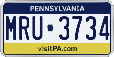 PA license plate MRU3734