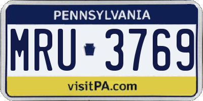 PA license plate MRU3769