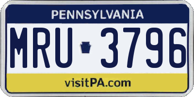 PA license plate MRU3796