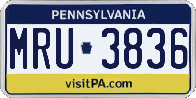PA license plate MRU3836