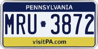 PA license plate MRU3872