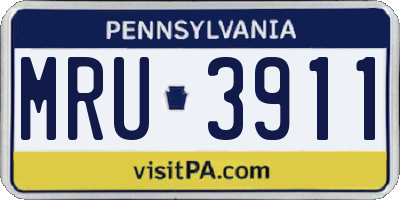 PA license plate MRU3911