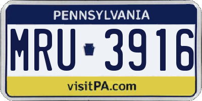 PA license plate MRU3916