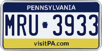 PA license plate MRU3933