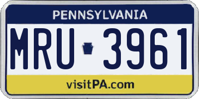 PA license plate MRU3961